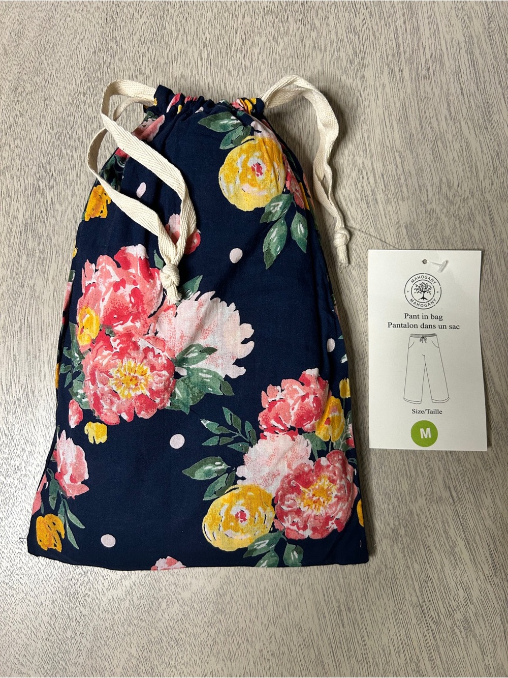 NWT Blue Floral Lightweight Summer Cotton Pajama Pants in a Bag Size Medium